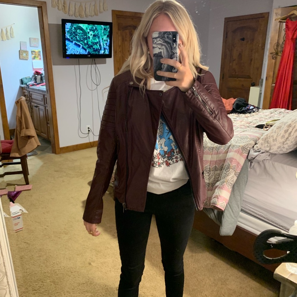 Blank NYC Burgundy Leather Jacket